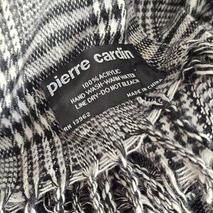 1970s Pierre Cardin Scarf Black White Plaid 72 in X 12.5 in Rectangle Unisex